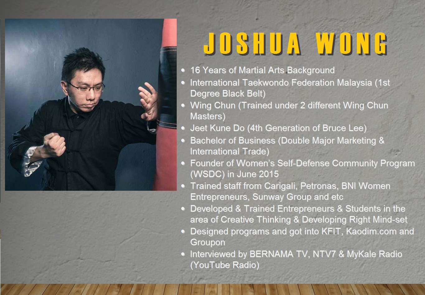 Joshua Wong trainer-credential